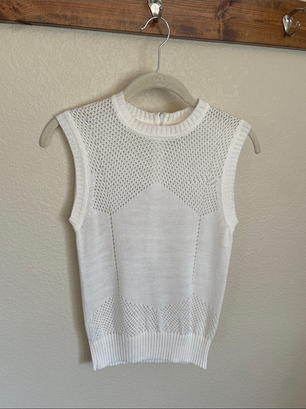 Vintage Catalina White Open-Knit Sleeveless Tank Top S Sporty Tennis Summer Golf